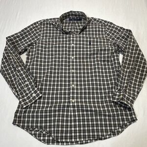 Polo Ralph Lauren Men's L Plaid Button Down Shirt Gray Blue Yellow Pony Logo